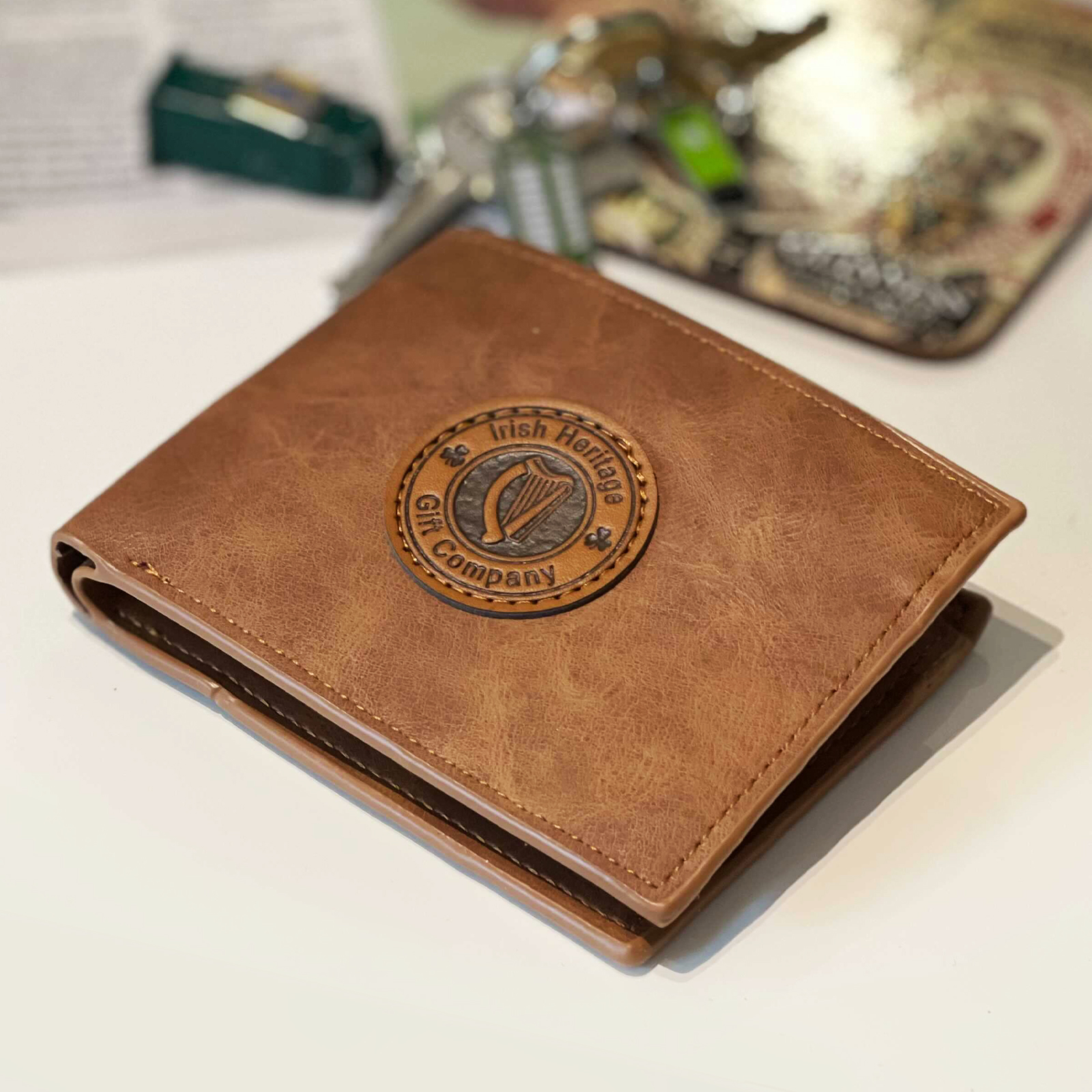 Irish Heritage Gift Company Leather Wallet In Brown With Harp Seal